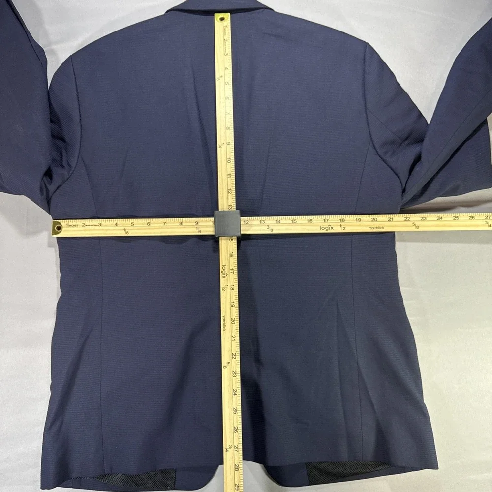 Zara Man Blazer Mens 46R Navy Two Button Slim Sport Coat Modern Minimal Formal